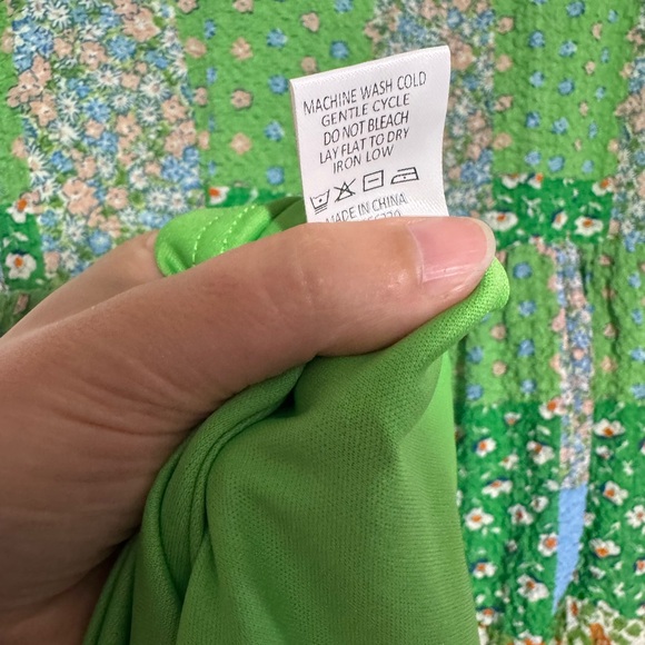 Roolee Green Patchwork Long Modest Midi Dress XXS Boho Prairie Hippie Speing‎ - Picture 8 of 8